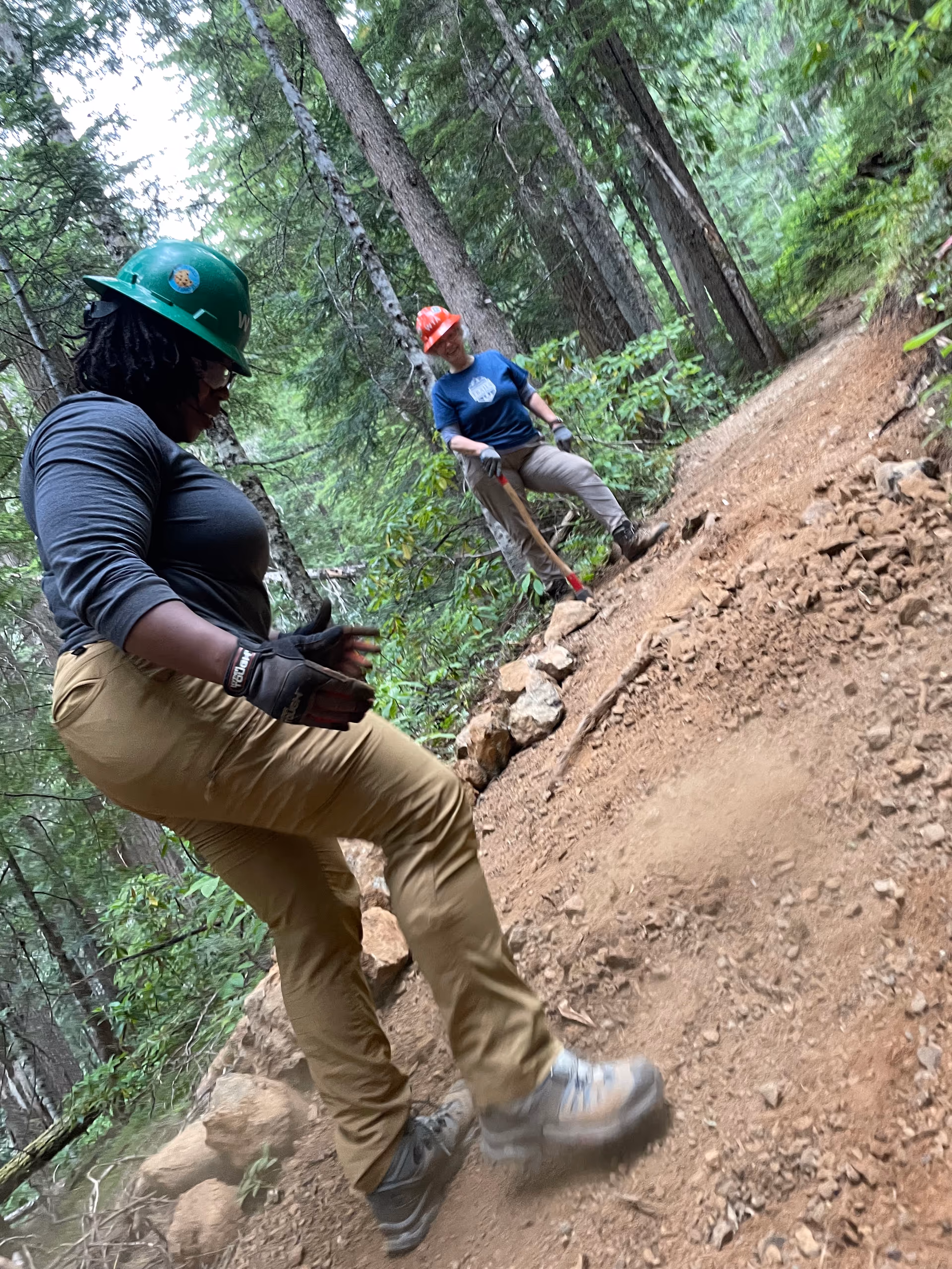 Trail work volunteers